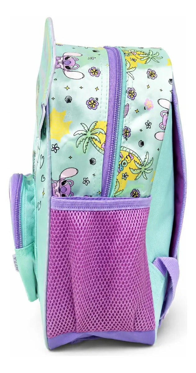 Mochila Kinder Ruz Stitch Y Angel Diseño Tropical Pastel