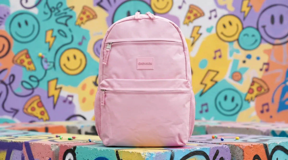 Mochila Juvenil Chenson Rosa Palo Con Bolsillos Laterales