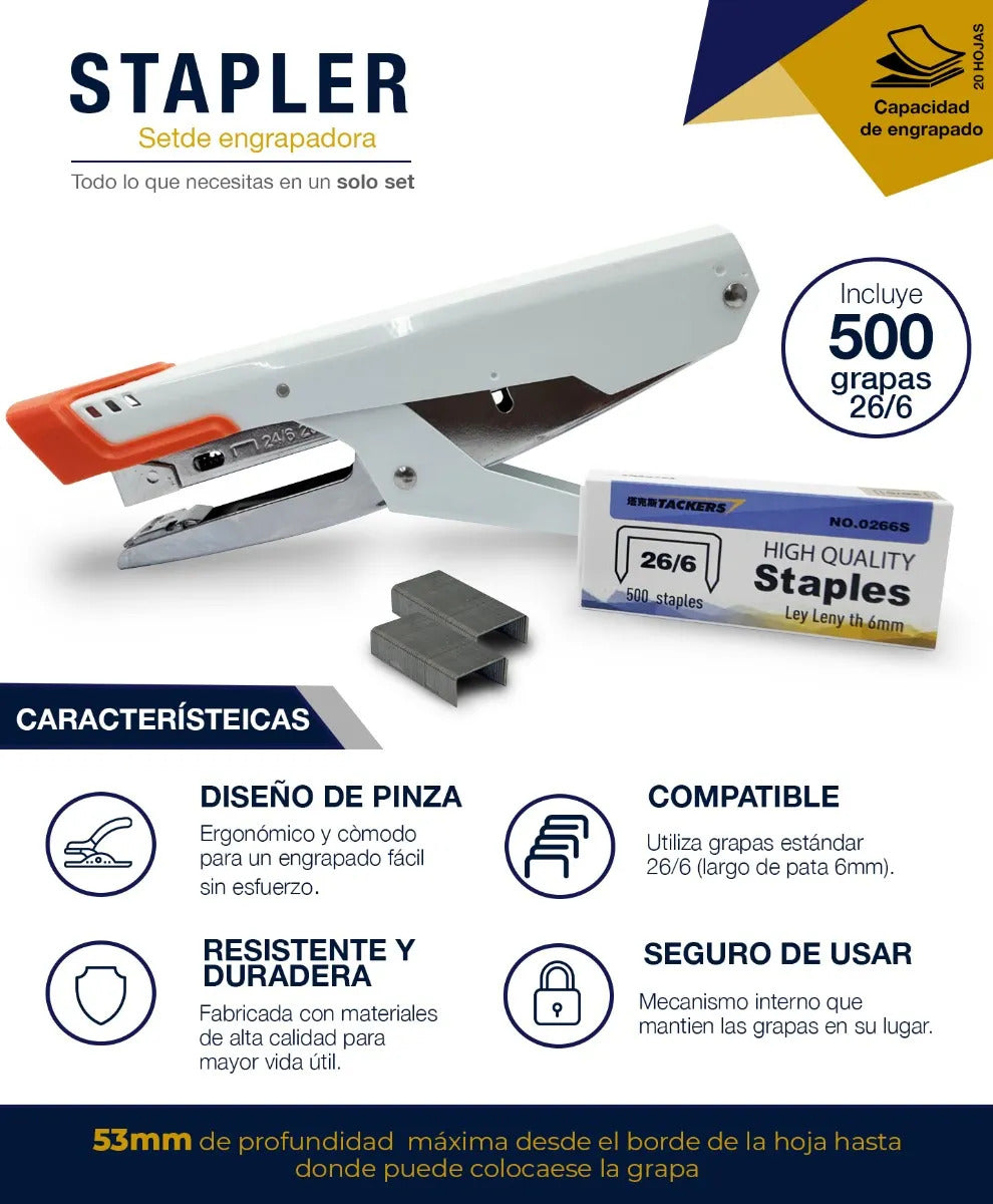 Engrapadora Manual Tipo Pinza Compatible Con Grapas 24/6