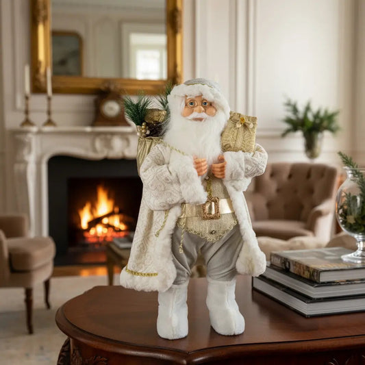 Santa Navideño Grande Elegante En Tonos Dorados 80x40x15 Cm