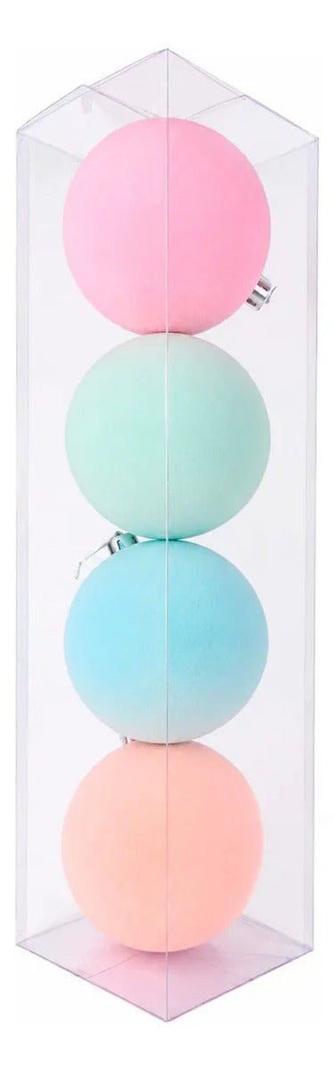 Esferas Navideñas Lluvia Light Pastel 4 Piezas 15 cm