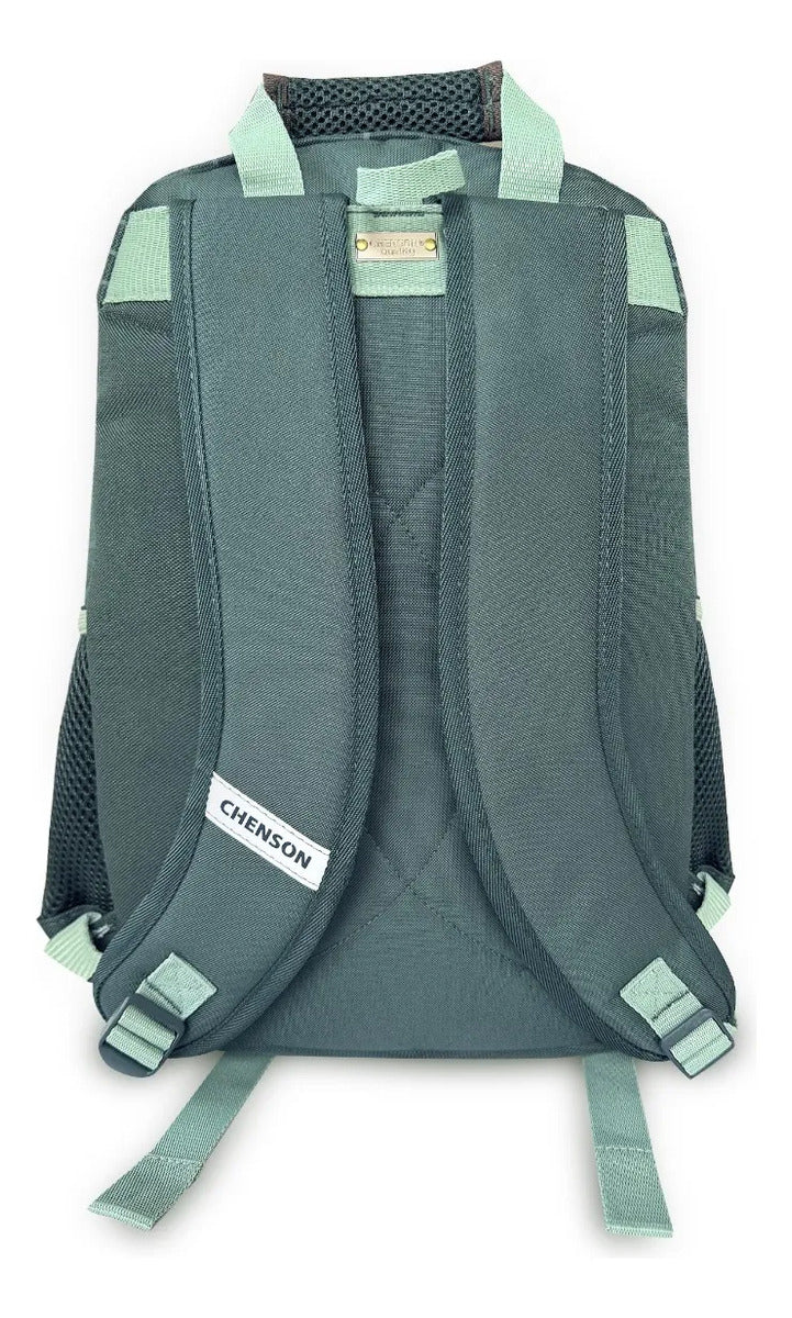 Mochila Escolar Chenson Verde Oscuro Diseño Balón de Fútbol
