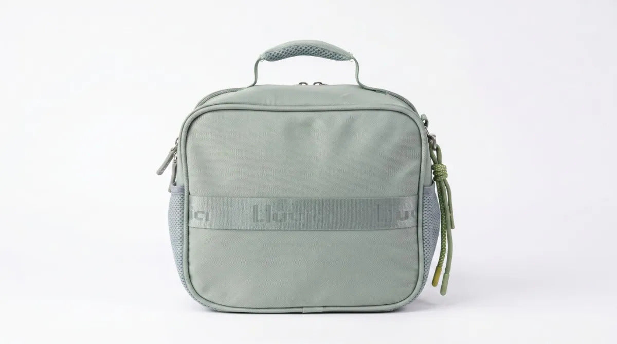 Lonchera Lluvia Verde Pastel Con Diseño Escocés Y Correa