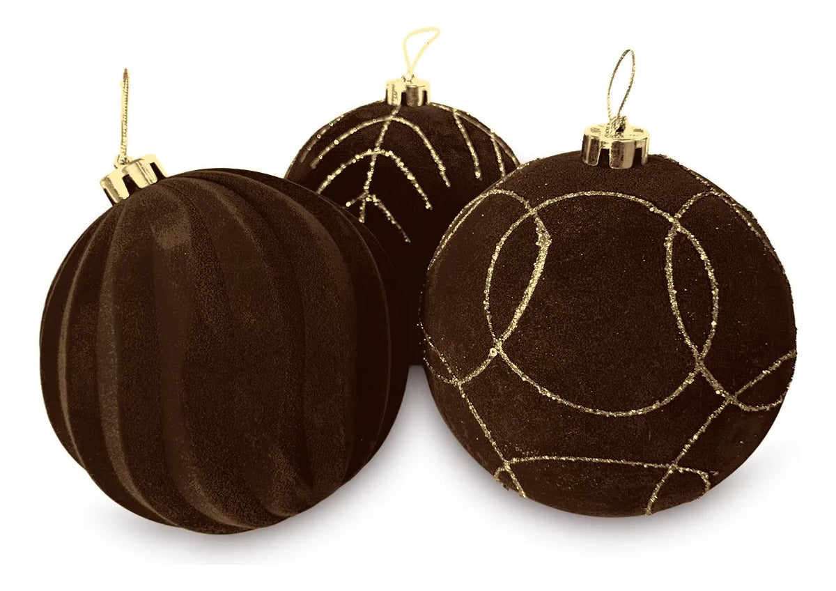 Esferas Navideñas Lluvia Light Chocolate 15 cm