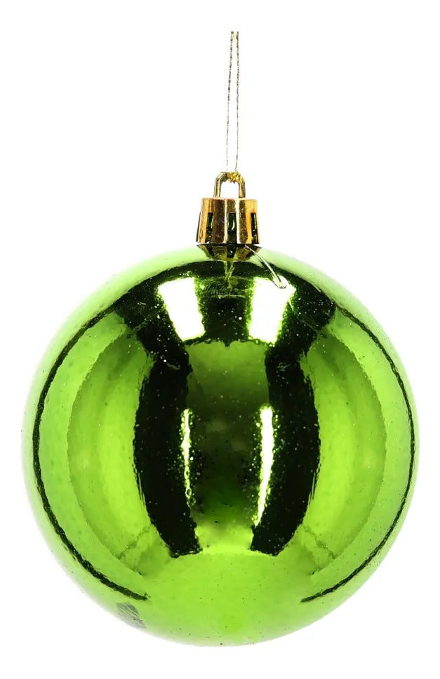 Set Esferas Navideñas Lluvia Verde Manzana 30 Piezas 8 Cm