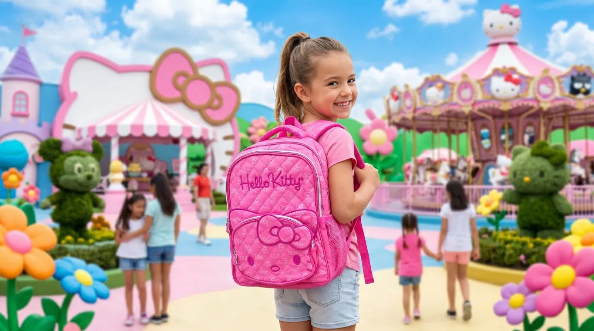 Mochila Primaria Hello Kitty Acolchonada Rosa Con Moños