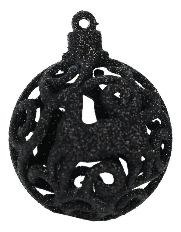 Set Esferas Navideñas Lluvia Negro Mate Y Brillante 6 Cm