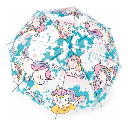 Paraguas Infantil Unicornios Coloridos 65 Cm 4 Colores