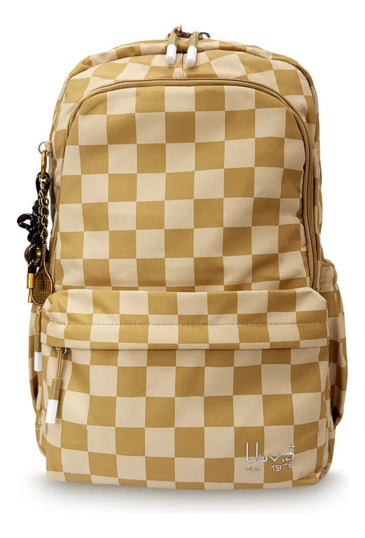 Set Escolar Lluvia Amarillo con Estampado de Cuadros