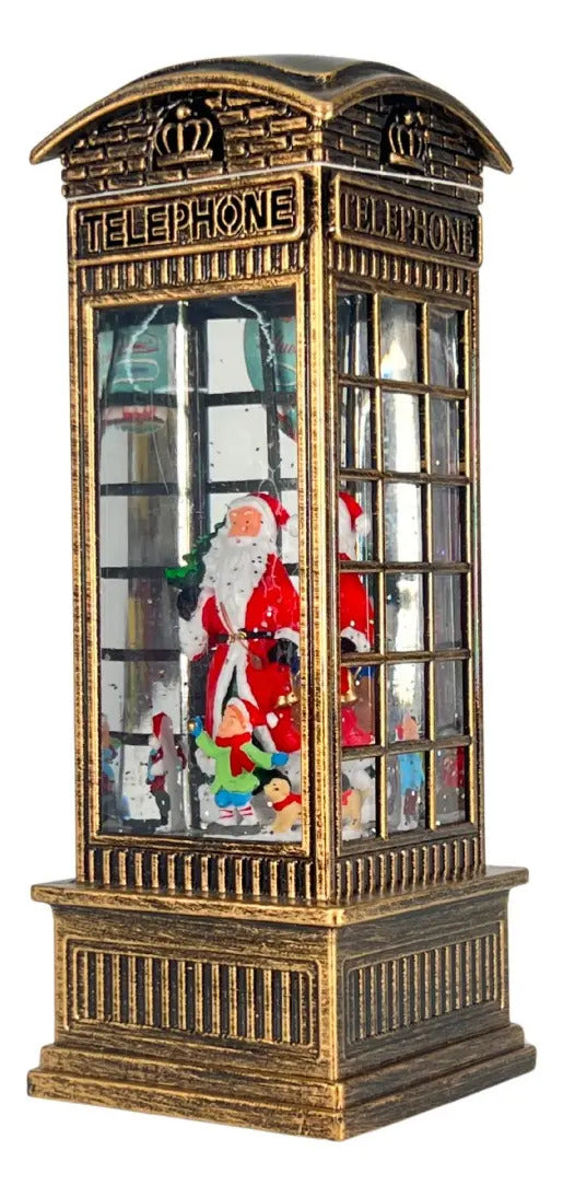 Lampara En Forma De Cabina Telefónica Navideña Con Santa