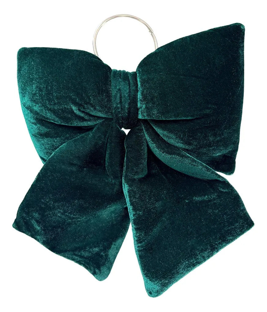 Moño Navideño Lluvia Light Verde Esmeralda Con Relleno 25 Cm