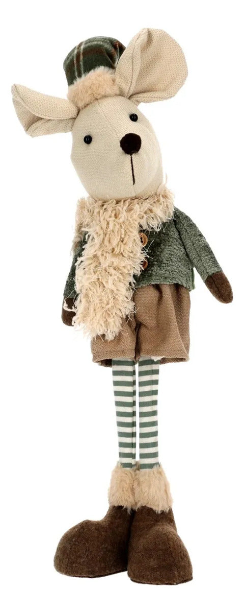 Ratón Navideño Lluvia Patón con Botas Cafés 66 cm