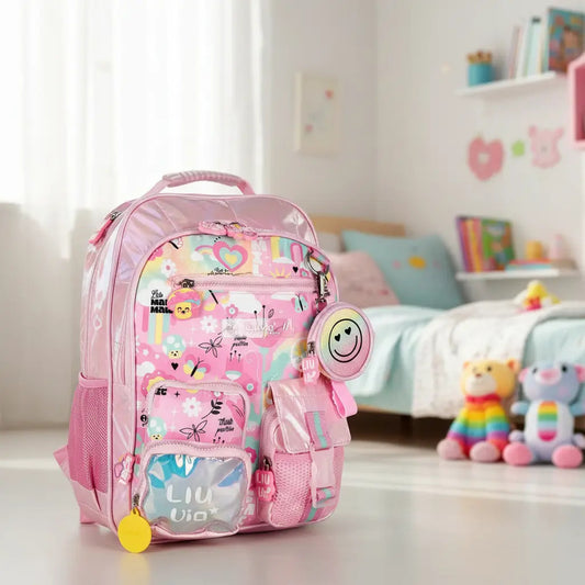 Mochila Marca Lluvia Emojis Color Rosa