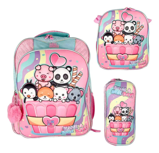 Paquete Mochila 3 Piezas Marca Lluvia Nice Day Primaria