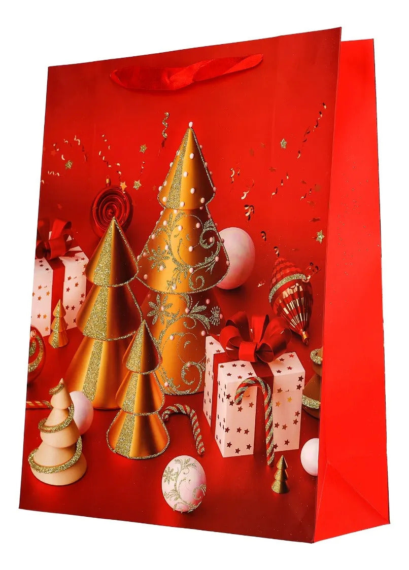 Bolsas de Regalo Navideñas Lluvia Diseños Elegantes 12 Pzas