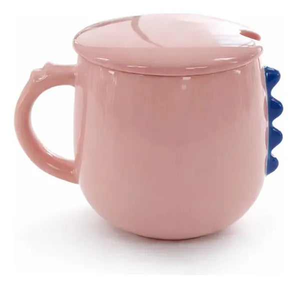 Taza Colorida Kawaii Monstruos Con Tapa Incluida 400 Ml