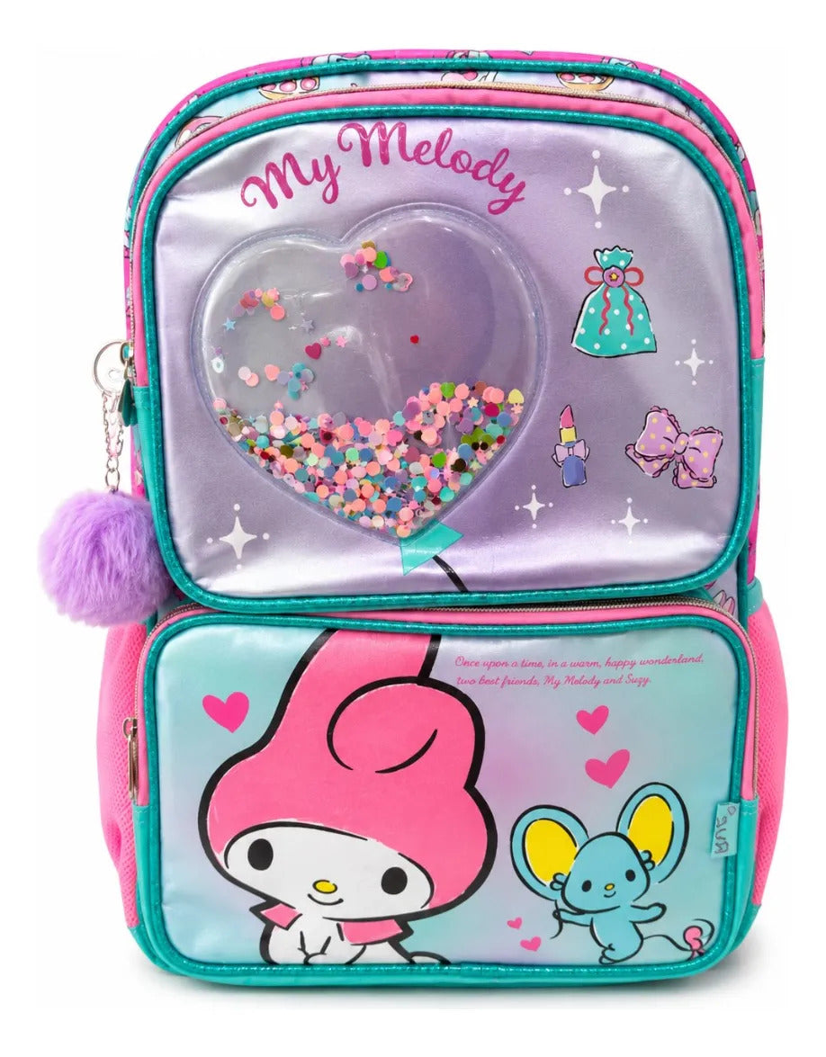 Mochila Primaria Ruz My Melody Con Corazón De Confeti
