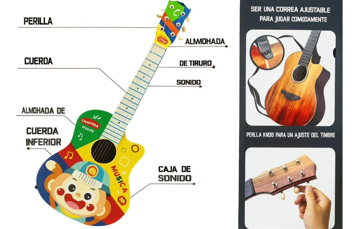 Guitarra Infantil Candy Toys Monkey Con Sonido Realista