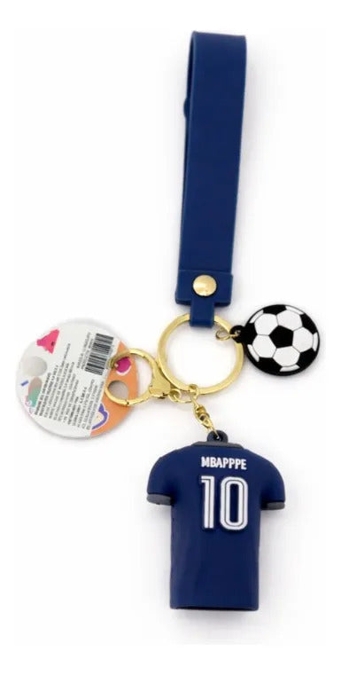 Llavero Mbappé Fútbol Azul Jersey Con Correa Lluvia