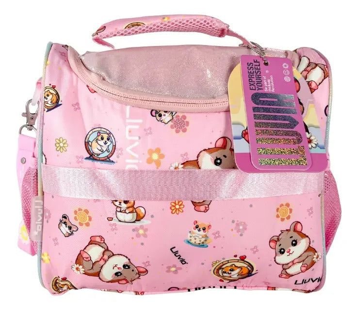 Paquete Mochila 3piezas Marca Lluvia Hamster Rosa Kinder