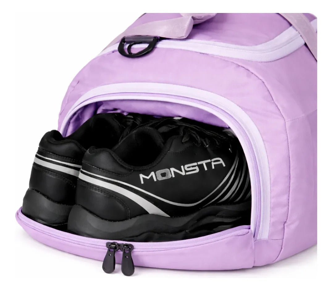 Maleta De Viaje Lluvia Lila Satinado Y Espacio Para Zapatos