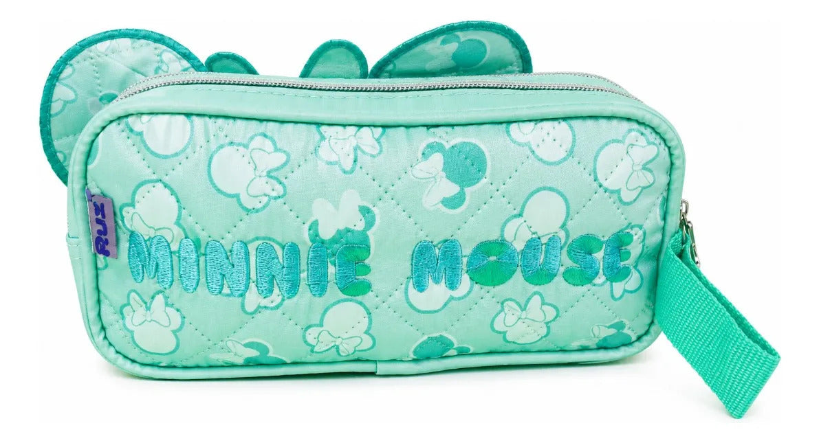 Lapicera Escolar Ruz Minnie Verde Menta Compartimientos