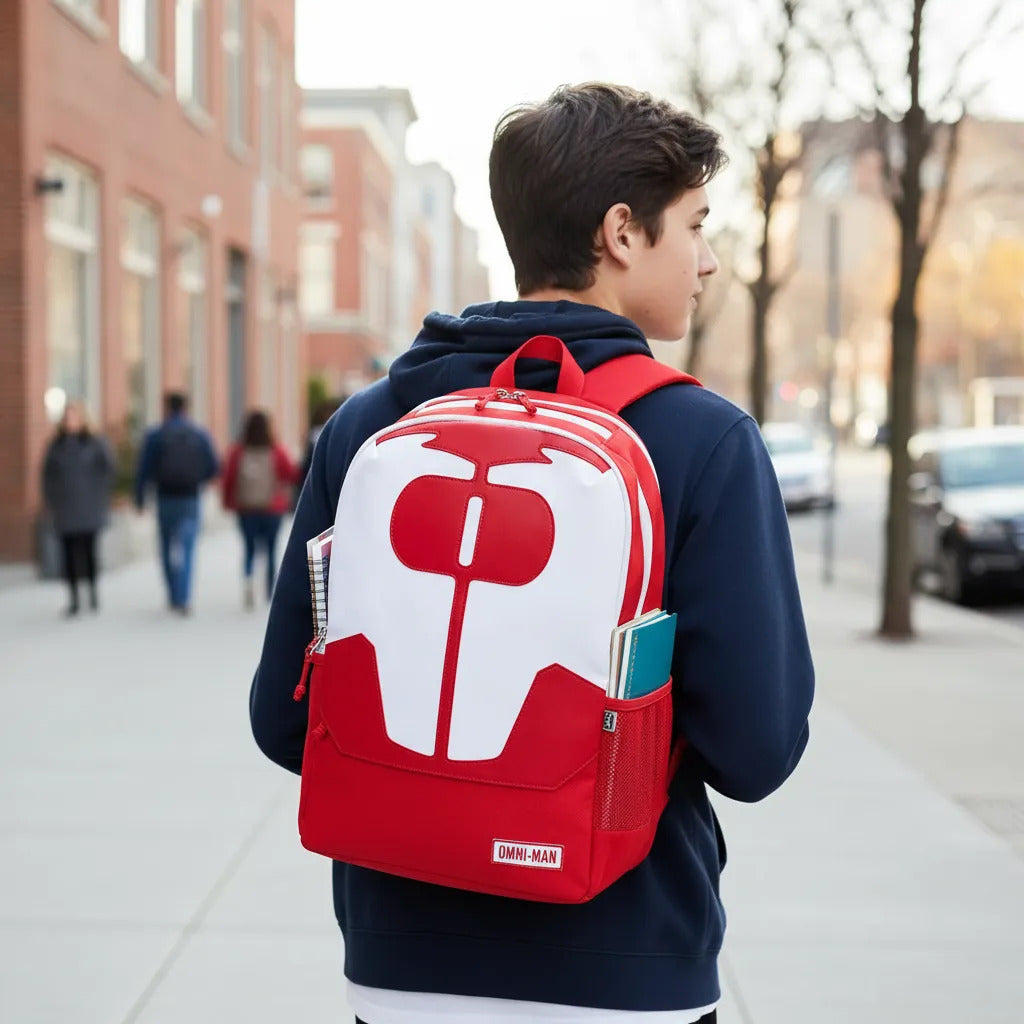 Mochila Inspirada En Omni Man Juvenil Unisex Color Rojo