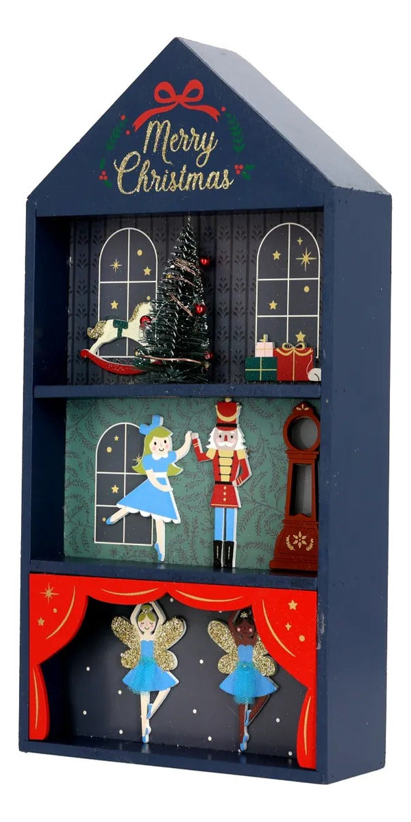 Casa De Navidad lluvia Madera Bailarinas Y Cascanueces 36 Cm