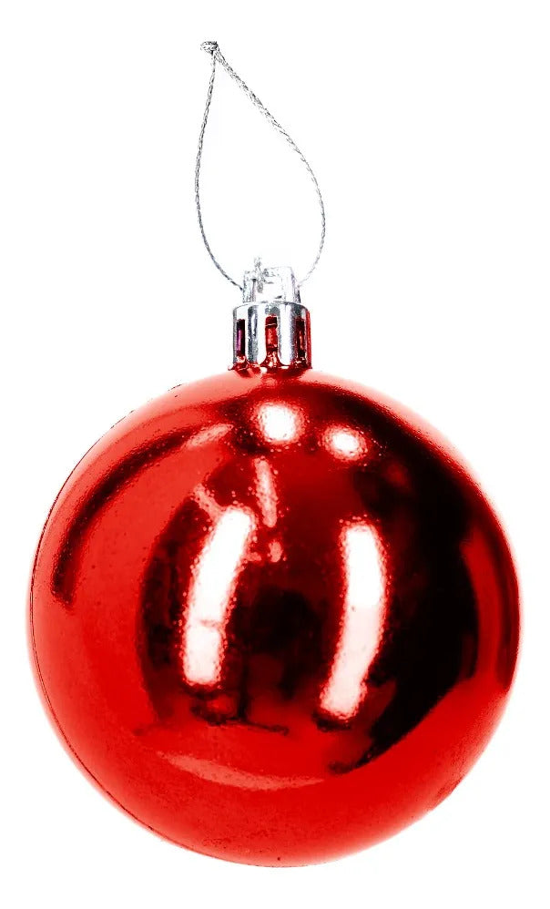 Set Esferas Lluvia Rojo Navideño Intenso 6 Cm 30 Piezas