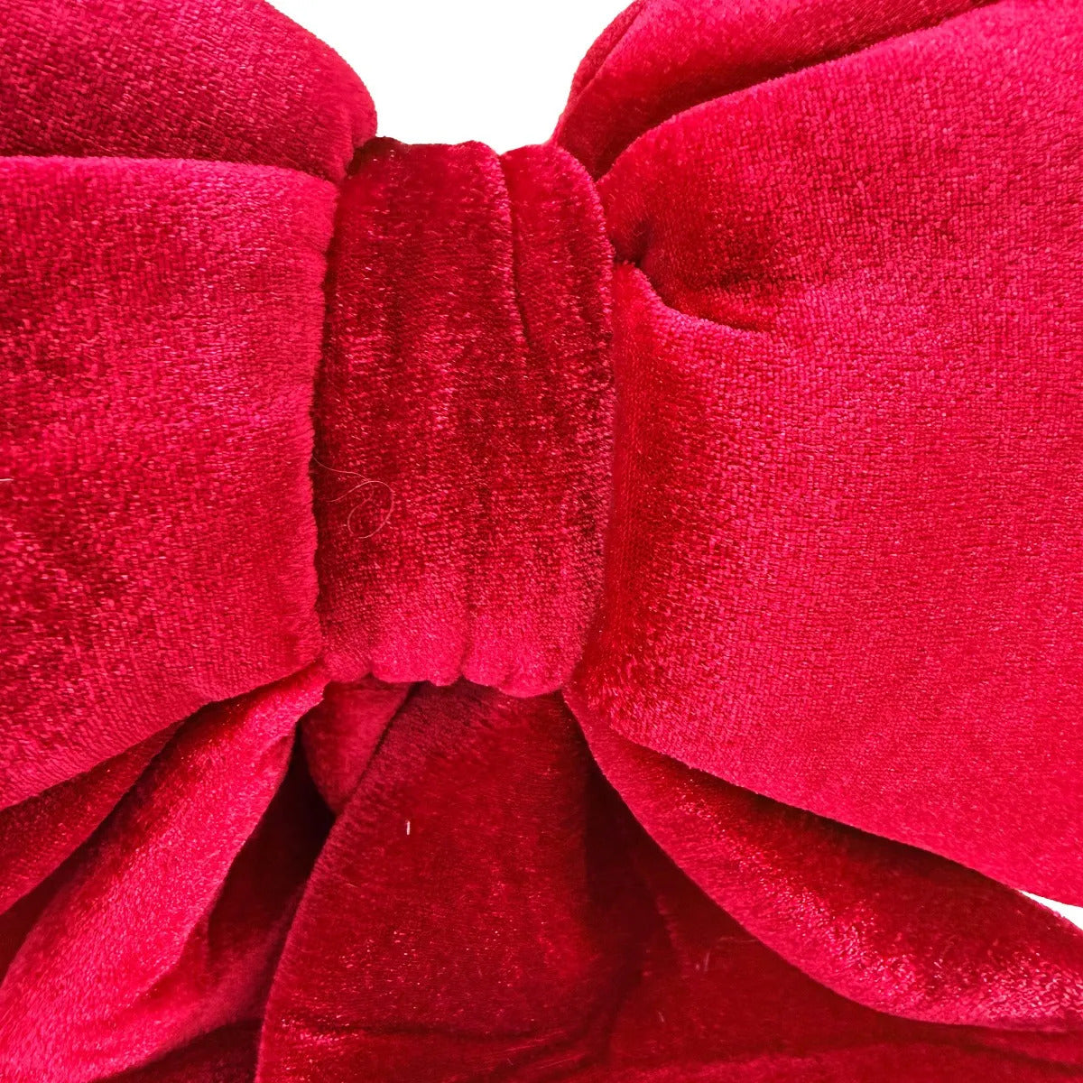 Moño Navideño Lluvia Rojo Vino Acolchado Con Aro 30 Cm