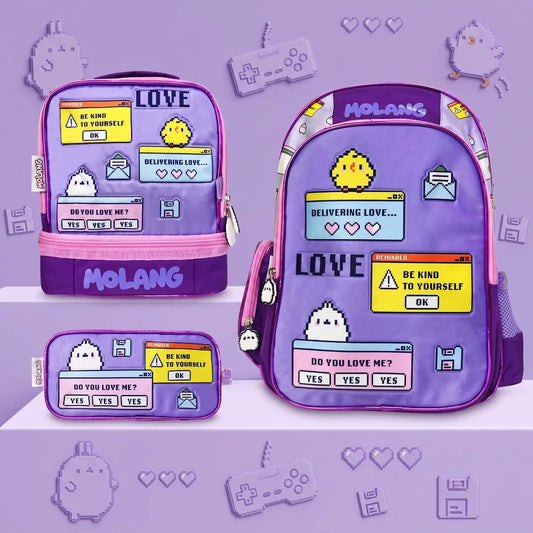 Set Escolar American Bags Morado Lila 3 Pzas Molang