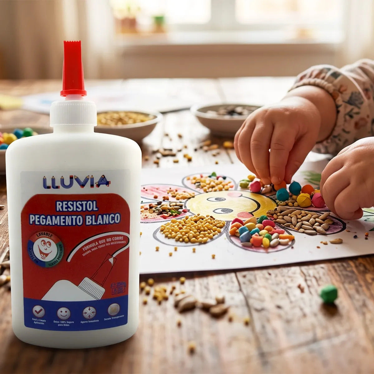 Pegamento Blanco Lluvia 250 G Adhesivo Escolar Multiusos