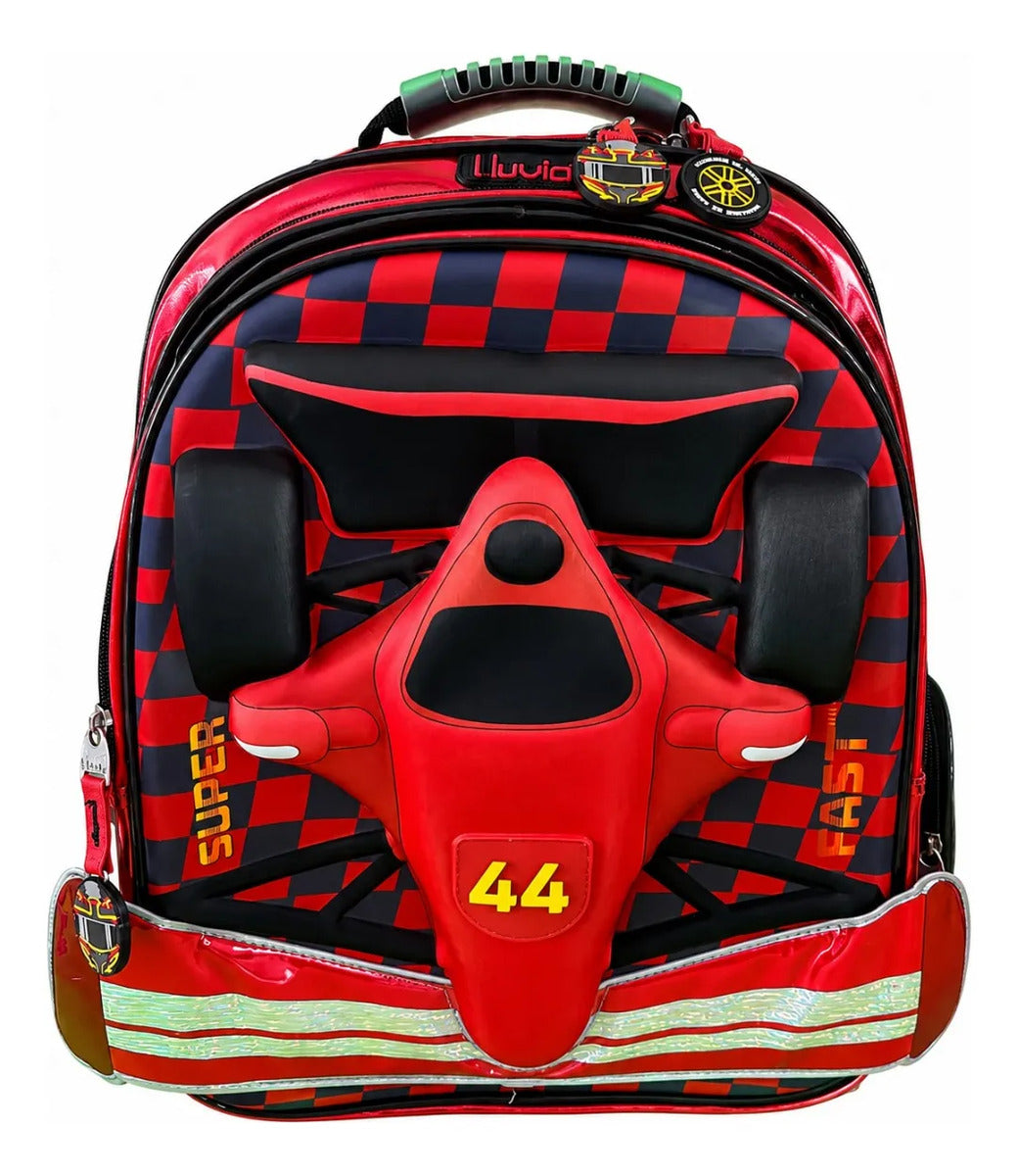 Mochila Lluvia Roja Diseño Auto De Carreras Fórmula Uno