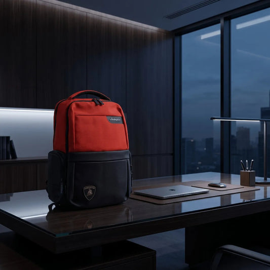 Mochila Juvenil American Bags Roja Lamborghini Tipo Vinipiel