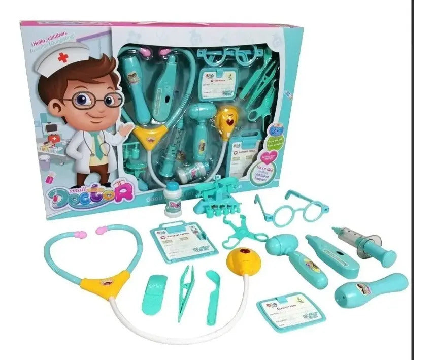 Set Doctor Infantil 15 Piezas Estetoscopio Con Luz Y Sonido