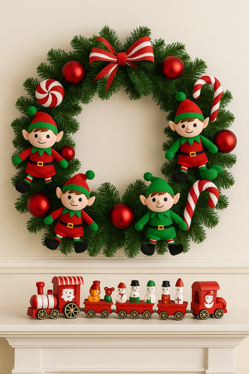 Tren Decorativo Navideño 6x4x16 Cm En Tonos Rojo Y Verde