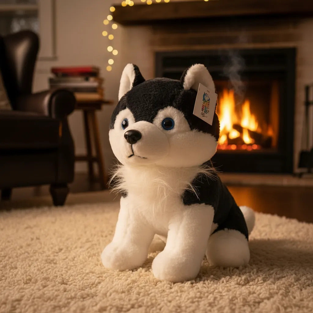 Peluche Husky Realista Esponjoso 33×35×22 Cm Candy Toys