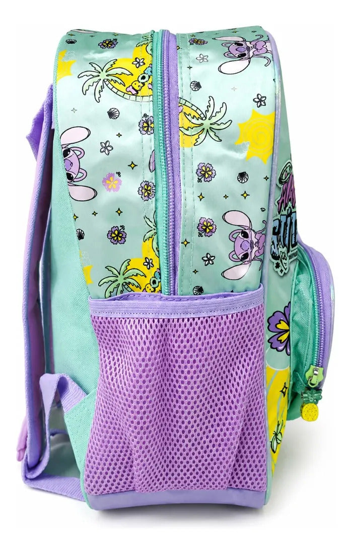 Mochila Kinder Ruz Stitch Y Angel Diseño Tropical Pastel