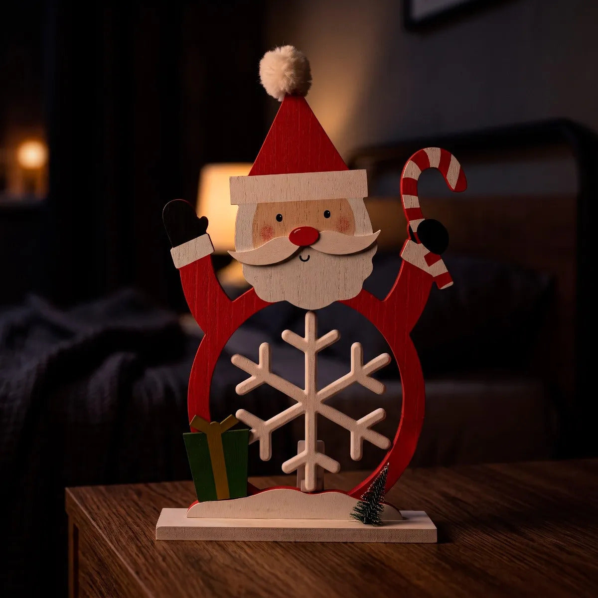Lámpara De Navidad Santa Con Luz Y Bastón De Caramelo 30 cm