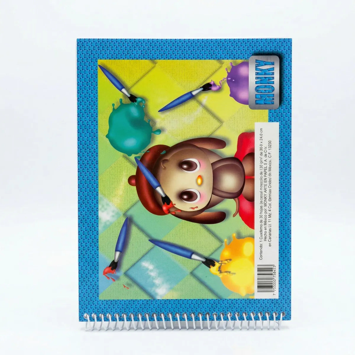 Cuaderno Monky 30 Hojas Marquilla Pasta Suave Espiral Grueso