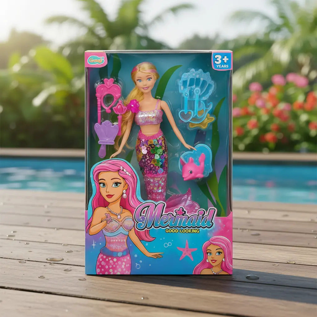 Muñeca Fashion Candy Toys Con 9 Accesorios Princesa O Sirena