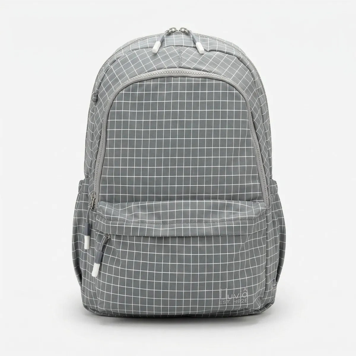 Mochila Juvenil Lluvia Color Gris Patrón Cuadriculada