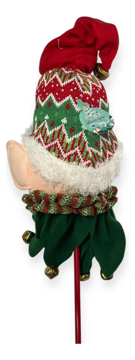 Decoracion Cabeza De Duende Navideño Lluvia 62x10x15 Cm