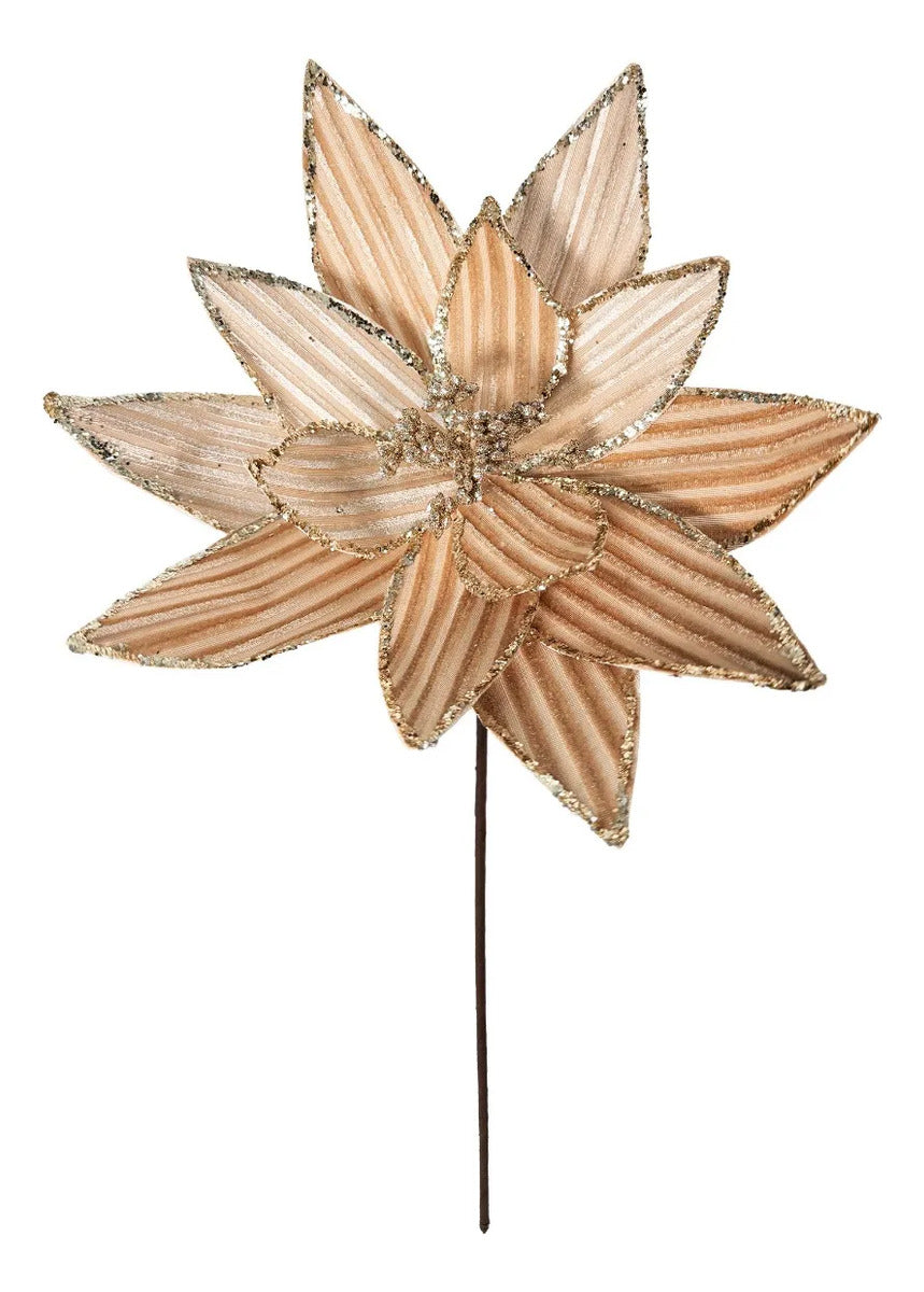 Nochebuena Lluvia Elegante Terciopelo Champagne 28cm