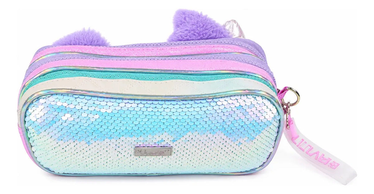 Lapicera Lluvia Gatita Kawaii De Peluche Color Rosa Pastel