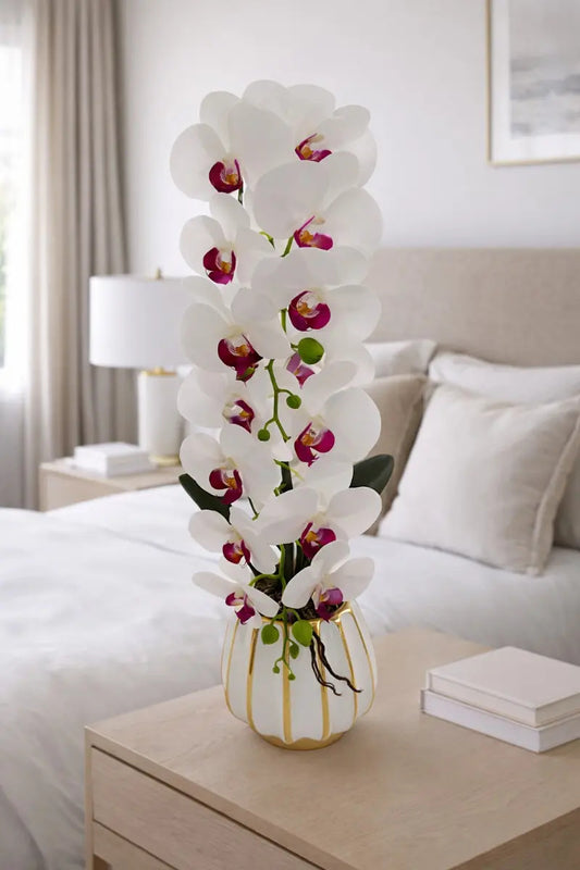 Orquídea Phalaenopsis Artificial En Maceta Blanca 62 Cm
