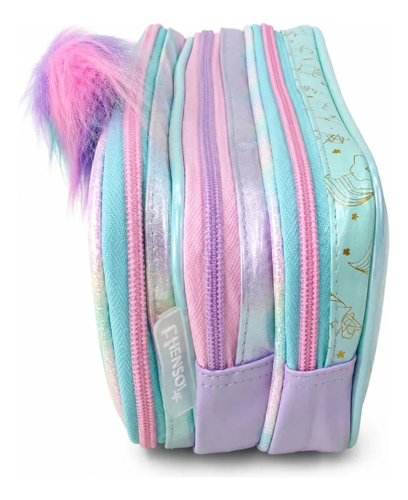 Lapicera Lluvia Unicornio 3d Con Luz Triple Compartimento