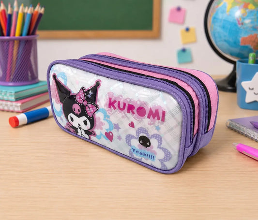 Lapicera Ruz Kuromi 3d Color Lila Y Rosa Doble Compartimento