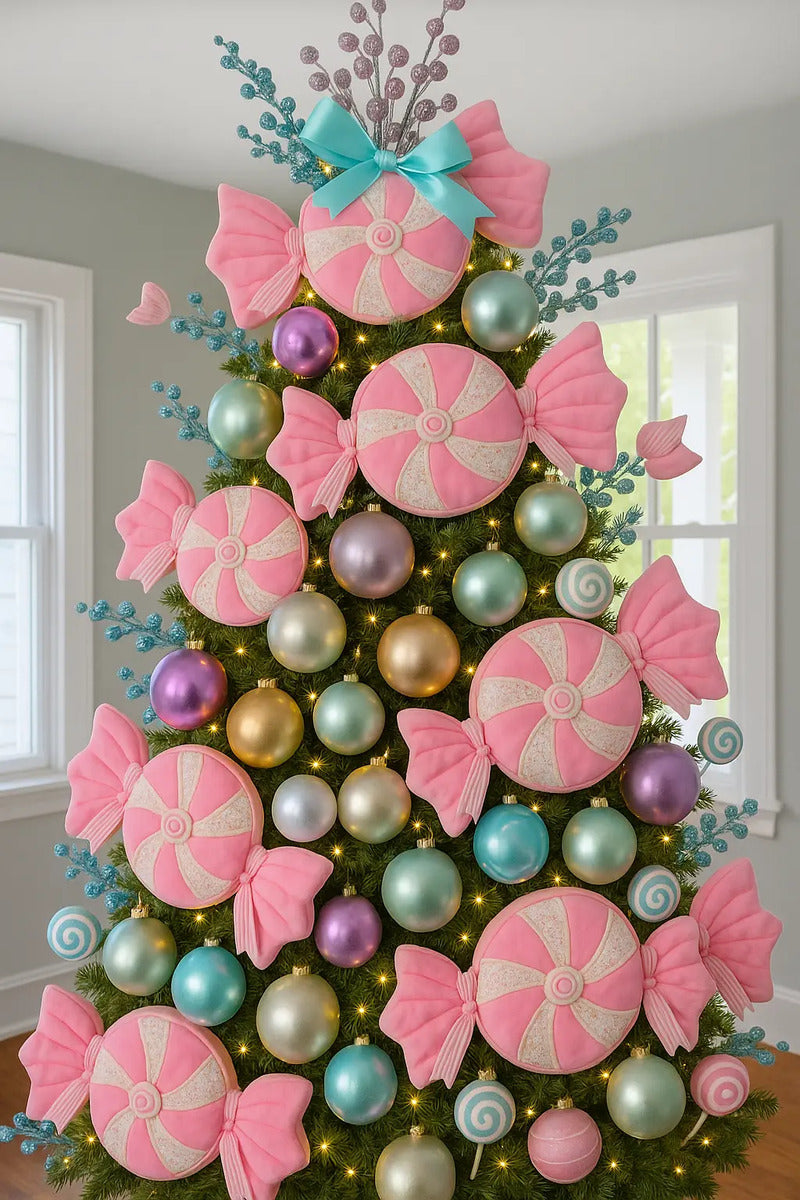 Figura Navideño Caramelo Grande Rosa Marca Lluvia 60x5x30 Cm