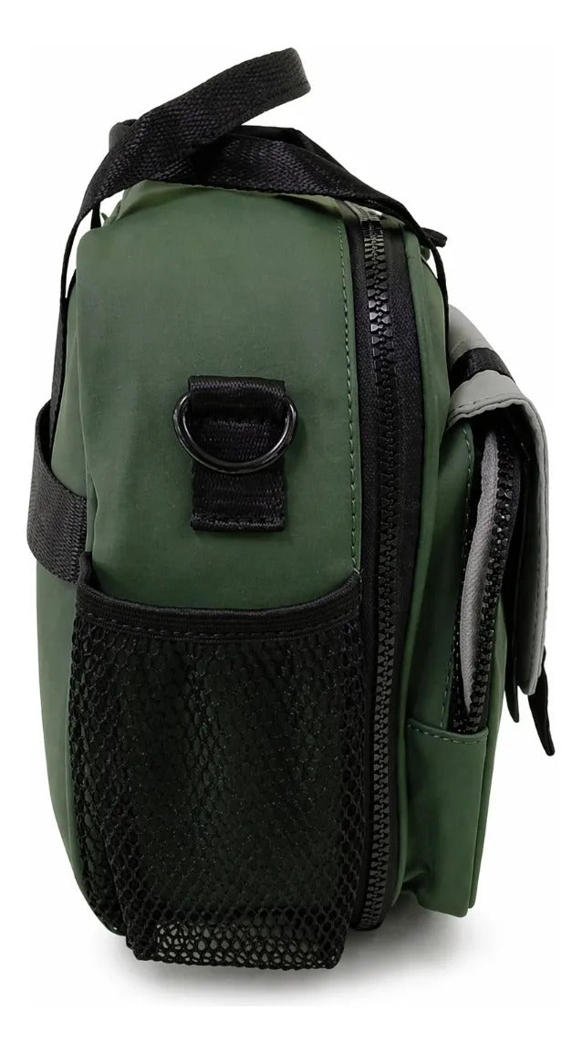 Set Mochila Lluvia Verde Olivo Con Lonchera Y Lapicera